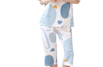 Lunza Women’s Cotton Pajama Set with Top & Pants|| Korean Night Suit|| Lightweight Printed Set || Soft & Comfy Sleepwear for Girls & Women (Blue, S)
