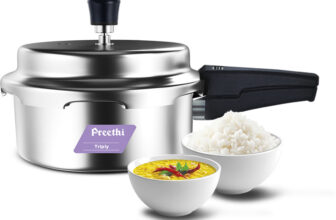 Preethi 1.5L Triply Outerlid Pressure Pan with Spill Splash Shield (PC 036) 1.5 L Outer Lid Induction Bottom Pressure Cooker(Triply)