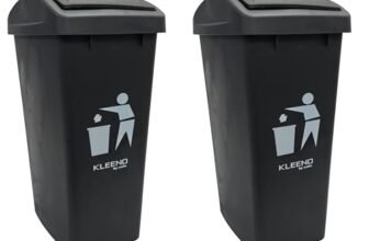 Cello Plastic Garbage Swing-Lid Dustbin 48 Ltr, Black//Black (COMBO)