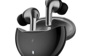 Fire-Boltt Aero TWS Earbuds Custom EQ, Wireless Bluetooth 5.4, Music & App Support, 50H Playtime, Fast Charging Case, 50ms Low Latency for Gaming, Touch Controls, IPX4 Waterproof, Clear Calls – Grey
