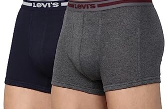 Levi’s Men’s Cotton Trunk (Pack of 2) (#003-TRUNK-DK GMEL/NAVY-P2_Grey/Navy_M_Dk. Grey Melange,Navy_M)