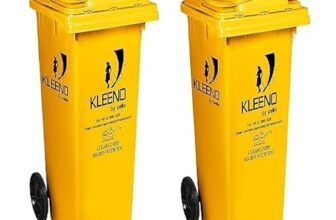 CELLO Plastic Manual-Lift Garbage Waste Dustbin with Wheel 120 LTR YELLOW/YELLOW (COMBO)
