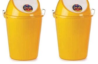 ARISTO Swing Lid Garbage Waste Dustbin with Metal Side Handle 60 ltr YELLOW/YELLOW (COMBO)