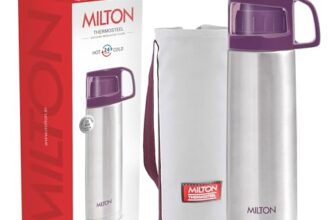 Milton Glassy 500 Thermosteel Vacuum Insulated Double Walled Flask with Drinking Cup lid & Jacket, 500 ml Water Bottles, 24 Hours Hot & Cold,Easy to Carry,Rust Proof, Tea, Coffee,Travel Bottle, Purple