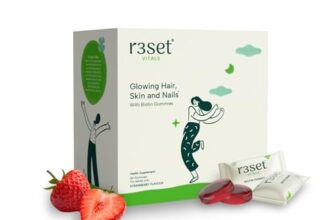 R3SET Biotin Gummies for Hair Growth | Reduce Hair Fall, Strengthen Nails & Glow Skin | 100% Vegetarian, Zero Sugar & Gelatin-Free | Biotin with Vitamin E & Zinc for Hair, Skin & Nails – 30 Gummies