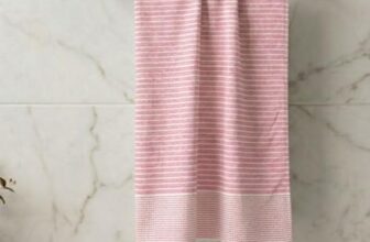 Athom Living Premium Cotton Light Weight Quick-Dry High Absorbent Cotton Bath Towel Pink Stripes, 75×150 Cm (Pack of One)