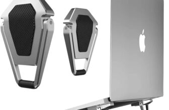 EDNITA Mini Laptop Stand for Desk | Portable Metal PC Desk Stand, Aluminium Cooling Pad Mini Clip Compatible with MacBook Apple Laptop, Lenovo, Dell, Hp, Acer & Other Laptops Pack of-2 (Silver)