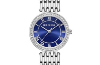 Giordano Eleganza Collection Watch for Women with Stainless Steel Strap and Crystal Embellished Bezel, Roman Numerals