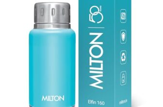 Milton Elfin 160 Thermosteel Water Bottle 160 ml, 24 Hr Hot and Cold I Leak Proof Lid, ISI Certified I Vacuum Insulated I for Office, Gym, School I Light Blue