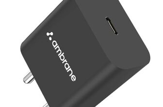Ambrane 20W Type C Mobile Charger Adapter, Fast Charging for Android, iPhone 14/13,13/12/11/X & Pro, Max Series & Other Type C Enabled Devices, PD Technology, BIS Certified (Raap M20, Black)