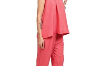 VISHUDH Women HALTER NECK CO-ORD SET VNCS000289 Orange XL