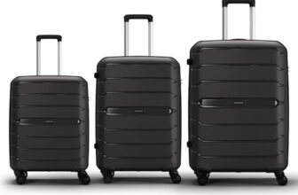 Aristocrat Liberty Set of 3 (Cabin+Medium+Large) Polypropylene Hard Spinner Trolley Bag, 58+68+78Cm|Combination Lock|8 Wheels|3 Years International Warranty|New Saddle Brown