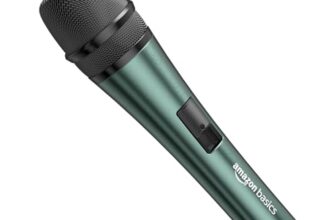 Amazon Basics Professional Microphone with On/Off Switch | Frequency Response: 40-18000 Hz | For Solo Vocals, Karaoke Singing, Speeches & Performances | Super-Cardioid Pickup Pattern