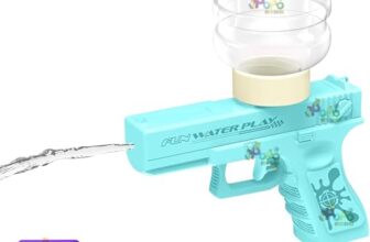 Holi Electric Water Gun | 2 Modes | Water Column + Spray |Range 30-35 Feet| Blue | with Free 2 Size Water Container | 350 ML + 500 ML | PoPo Toys (Fun Electric – Blue)