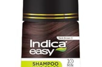 Indica Easy Do-It-Yourself Hair Color Shampoo Pump Pack with 5 Herbal Extracts and 100% Ammonia Free, Long Lasting Formula, 180 ML – Natural Brown Colour (Gloves Included)