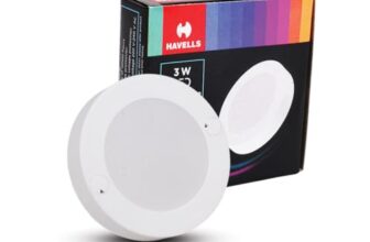 Havells Luna Striker LED 3W 3000K Ceiling Light Energy Efficient WIDEST 7 Colour Option Perfectly FITS in Junction Boxes Powder Coated Polycarbonate HOUSING,60 Lumen Per Watt 6500K