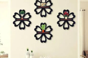 Sage Wooden Wall Shelf Shelves Art Hanging Decor for Wall Decoration Items Home Decor(15x15cm) MDF (Medium Density Fiber) Wall Shelf(Number of Shelves – 4, Black)
