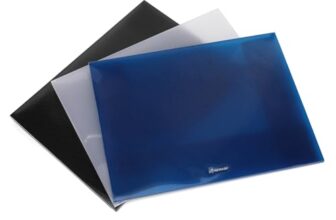 Neomate 3 Pcs A4 Double Pocket Folder | Designer Legal File with Elastic Closure | Multicolor Plastic Document Holder for Storage | Blue, Black & White