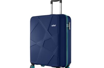 Safari Cabin Pentagon Pro 8 Wheels Spinner 55Cm Trolley Bag Hard Case Polypropylene, 360° Wheeling Carry on Luggage for Men & Women, Suitcase for Travel, Navy