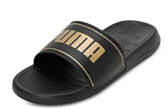 Puma unisex-adult Slide Max Black-Metallic Gold Slide Sandal – 8 UK (39453706)