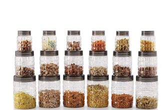 CELLO Checkers Kitchen Storage Container Box Set of 18 Pcs Brown (6x300ml, 6x650ml, 6x1200ml) | Transparent Unbreakable Fridge Safe Stackable Airtight Storage Canister Set For Spices Dry Fruits Grains