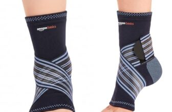 Amazon Basics Premium Ankle Support | Adjustable Compression for Daily Comfort | Breathable Fabric | Padded Design for Stability | Unisex | Medium