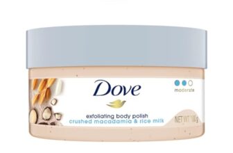 Dove Body Polish for Skin Exfoliation & Nourishment with Crushed Macadamia & Rice Milk | For Radiant & Soft Skin | Sulphate Free | 100g