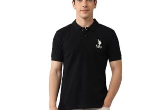 U.S. POLO ASSN. Men’s Half Sleeve Solid Polo T-Shirts (UDTSHS1303_Black_M)