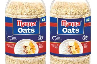 Manna Oats 2Kg Jar, White oats. Source of protein and high in fibre. 1kg (Pack of 2)