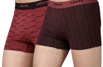 Levi’s Men Pack of 2 Printed Cotton Shorter Length Stretch Elastic Waistband Trunk