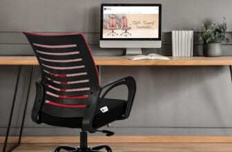 IAFA FURNITURE Diego Office Chair with Height Adjustable Mechanism, Ergonomic Mid-Back Mesh Design,Heavy Duty Metal Base,Adjustable Support, Multi-Adjustment Revolving Chair (Red) (DIY)