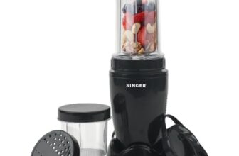 SINGER 500W Nutricool Blender | 9-in-1 Multi-Function Mixer Grinder | Single Speed | 500 ml & 300 ml Jars | Stainless Steel Blades | Low Noise | ISI Certified | 2 Years Warranty