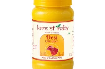 Love of India Desi Cow Ghee 1 Litre | Crafted using Traditional Indian Method | Danedar, Natural & Pure Cow Ghee | Ideal For Everyday Cooking & Puja