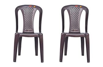 Prima Plastic Chair for Living Room | Set of 2 | Chair for Home, Living Room, Multipurpose | Stackable Chair Without Arm | 100% Virgin Plastic | Chair 4003 (Weather Brown Colour)