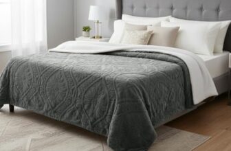 BSB HOME Faux Fur Jacquard Tufted Sherpa Blanket | 600 GSM Ultra-Soft & Extra Warm Double Bed Luxurious Blanket | 225 x 220 cm | 5D Embossed Floral Design | Heavy Winter Use – Wight 3.2 Kg, Grey