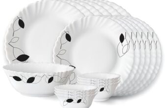 Larah by Borosil Shadow Fluted Series Opalware Dinner Set | 19 Pieces for Family of 6 | Microwave & Dishwasher Safe | Bone-Ash Free | Crockery Set for Dining & Gifting | Plates & Bowls | White