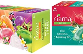Fiama Gel Bar Celebration Pack, 125g Soap (Buy 4 Get 1 Free) & Fiama Gel Bathing Bar Fresh Celebration pack, with 3 unique gel bars, 125g soap (Pack of 3), Blue