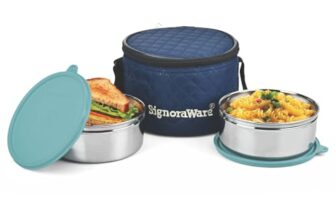SignoraWare Big Meal Stainless Steel Container Set | Airtight & Leakproof | Durable & Rust-Free | Ideal for Office, School, Home & Outdoor Use (800ml+800ml | Set of 2 | EBlue)