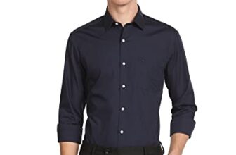 Arrow Men’s Solid Full Sleeve Slim Fit Cutaway Collar Cotton Formal Shirt (ARCBOSH0021_Moonlight_40)
