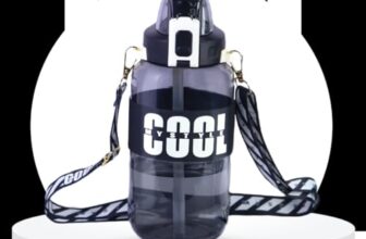 Attro Cool 1100ml Gallon Bottle Stylish & Functional Comes with FILP Top Lid Easy to Carry Grip Handle & Detachable Belt,Hydration Tracker,Bpa Free Ideal-Gym,Sports,Outdoors- Coal Black