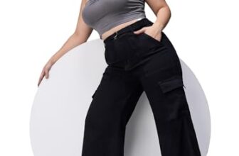 Miss Chase A+ Women’s Wide Leg High Rise Regular Stretchable Denim Jeans (APAW24DEN86-95-62-30, Black, 30)