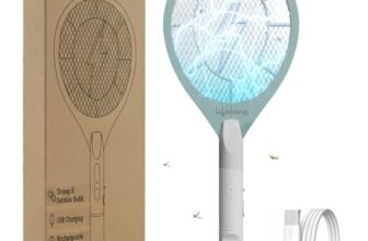 Lifelong Rechargeable Electric Mosquito Racket | Electric Fly Swatter | Mosquito Bat | Mosquito Killer Racket | USB Charging, White