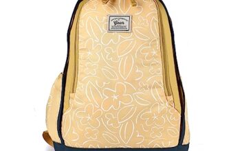 Gear Triumph Floral 32 L Water Resistant 3 Compartment Backpack with Rain Cover/School Bag/College Bag/Daypack/Casual Backack for Girls/Women (Yellow-Teal)