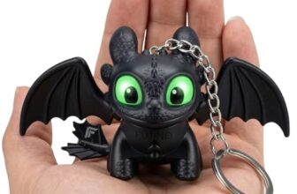 JB’S LAND 3D Dragon Keychain Toy with Moving Wings & LED Light | Toothless Night Fury Dragon Keychain | Mini Fantasy Creature Keyring for Car Dashboard, Bike Keys, Backpack, Kids Gift