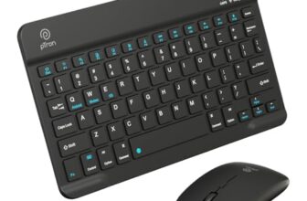 pTron Keyvo KW4 Wireless Keyboard & Mouse Combo Set, Ultra-Slim Keyboard w/ 78 Keys, Multimedia Keys, BT Mouse w/ 1600 DPI Precision Optical Sensor, Compatible with Tablets/Smartphones/PC (Black)