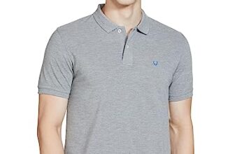Allen Solly Men Grey Solid Polo Neck T-Shirt