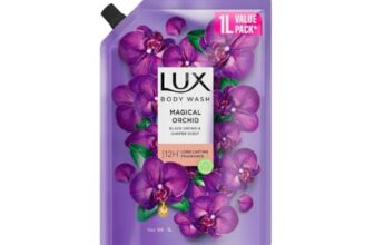 LUX, Black Orchid & Juniper Oil Bodywash, Refill Pack, 1 ltr, for Soft and Glowing Skin, with Glycerin, Long Lasting Fragrance, Paraben Free, for Women