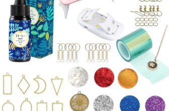 exploralearn 25gm UV Resin Jewellery Making Set for Beginners | Includes 10 in 1 Embossed Bezels Set, Curing Light, UV Tape,10 Key Chain,10 Earring Hoops,6 Glitter & 3 Mica for Jewellery