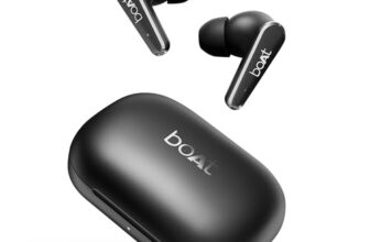 Boat Airdopes 280 ANC, Active Noise Cancellation(~32dB), 60Hrs Battery, 13mm Drivers, 4Mics ENx, Fast Charge, IPX5, v5.3 Bluetooth Earbuds, TWS Ear Buds Wireless Earphones with mic (Active Black)