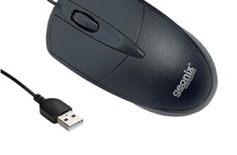 GEONIX Wired USB Mouse for Windows PC Desktop, Laptop, Notebook, Mac, computerand Chromebook, for Righty or Lefty Use, Black Colour, 1 Year Warranty.